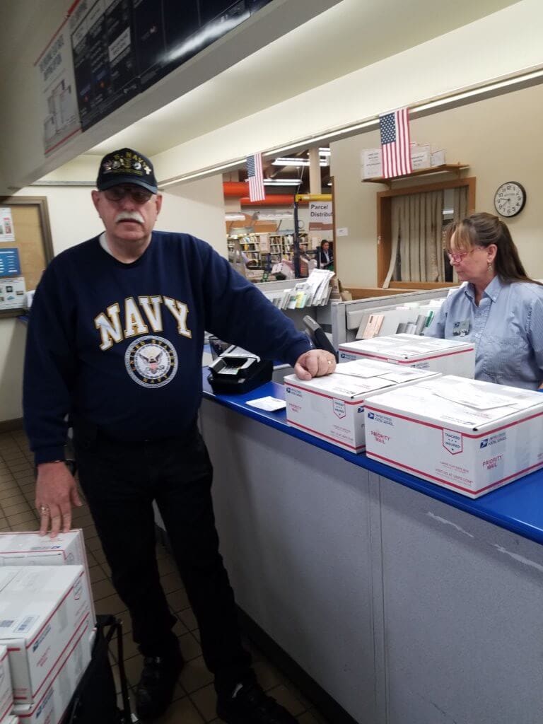 Chairman Terry Haines Mailing Care Packages